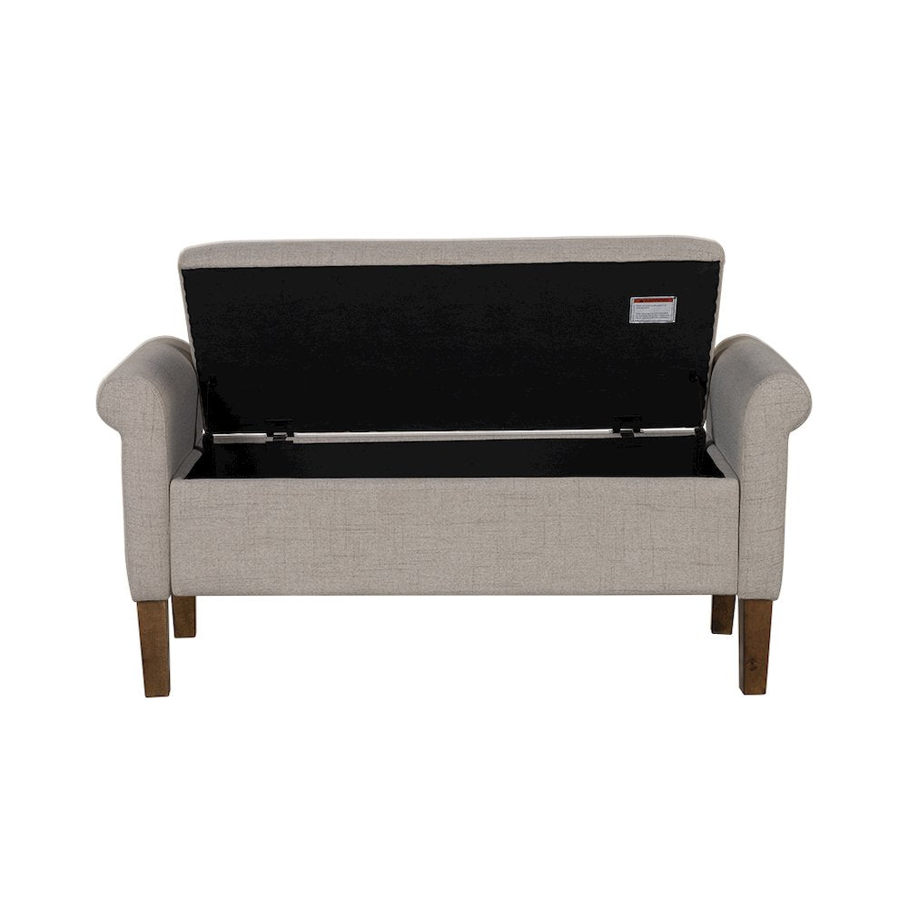 Aubrey Upholstered Storage Bench, Cream color