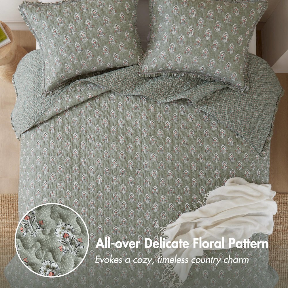Linwood Ruffle Printed Quilt Set