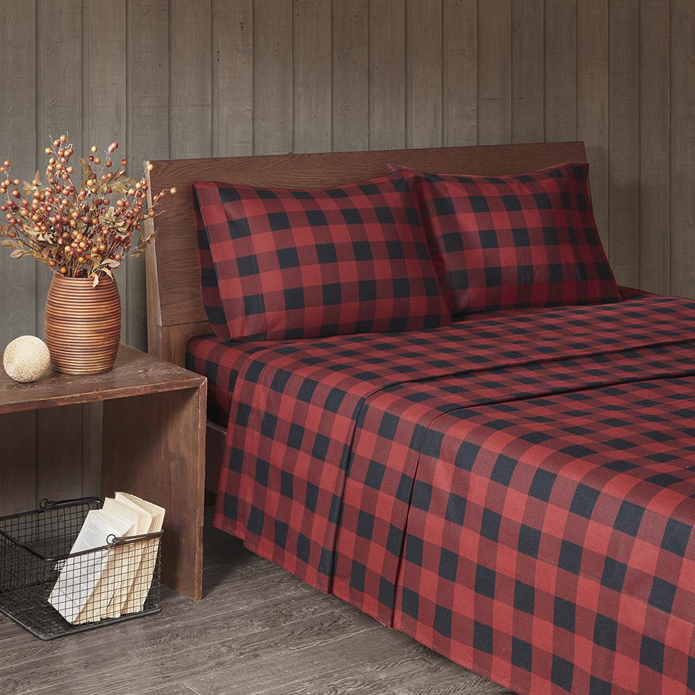 Flannel Sheet Set, Red/Black Buffalo Check color
