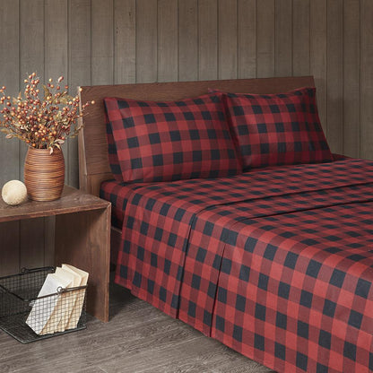 Flannel Sheet Set, Red/Black Buffalo Check color