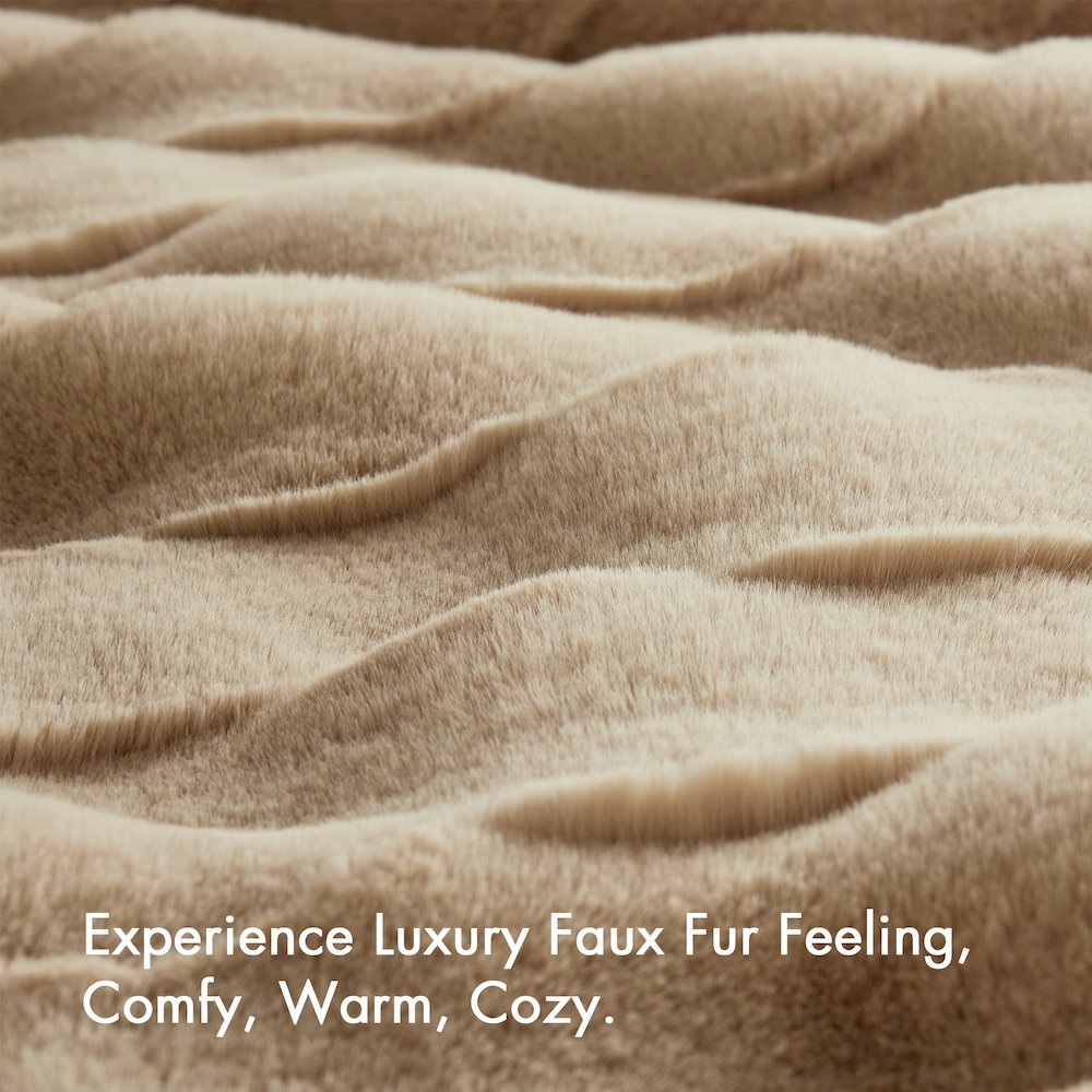 Vivienne Faux Fur Throw, Tan color