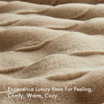 Vivienne Faux Fur Throw, Tan color