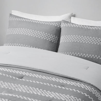 5 Piece Clipped Jacquard Comforter Set with Throw Pillows