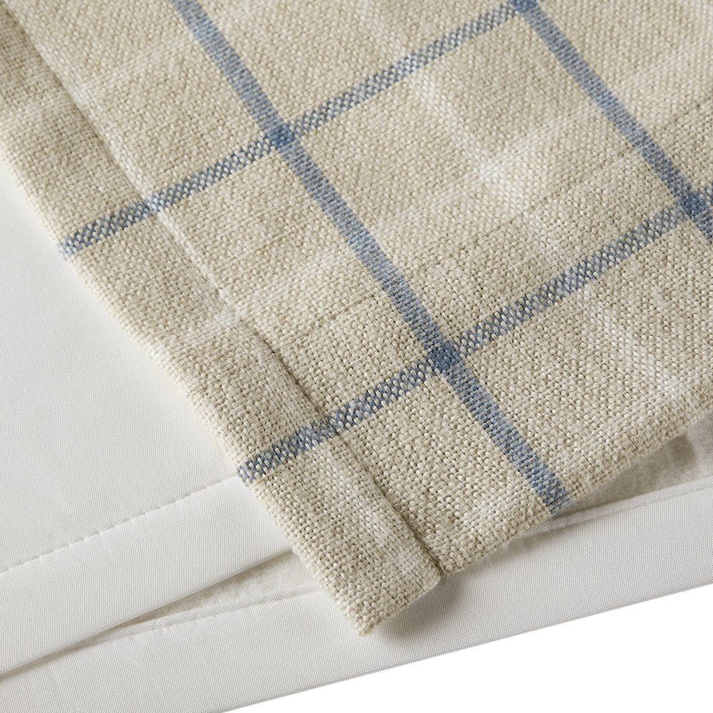 Plaid Rod Pocket and Back Tab Curtain Panel with Fleece Lining