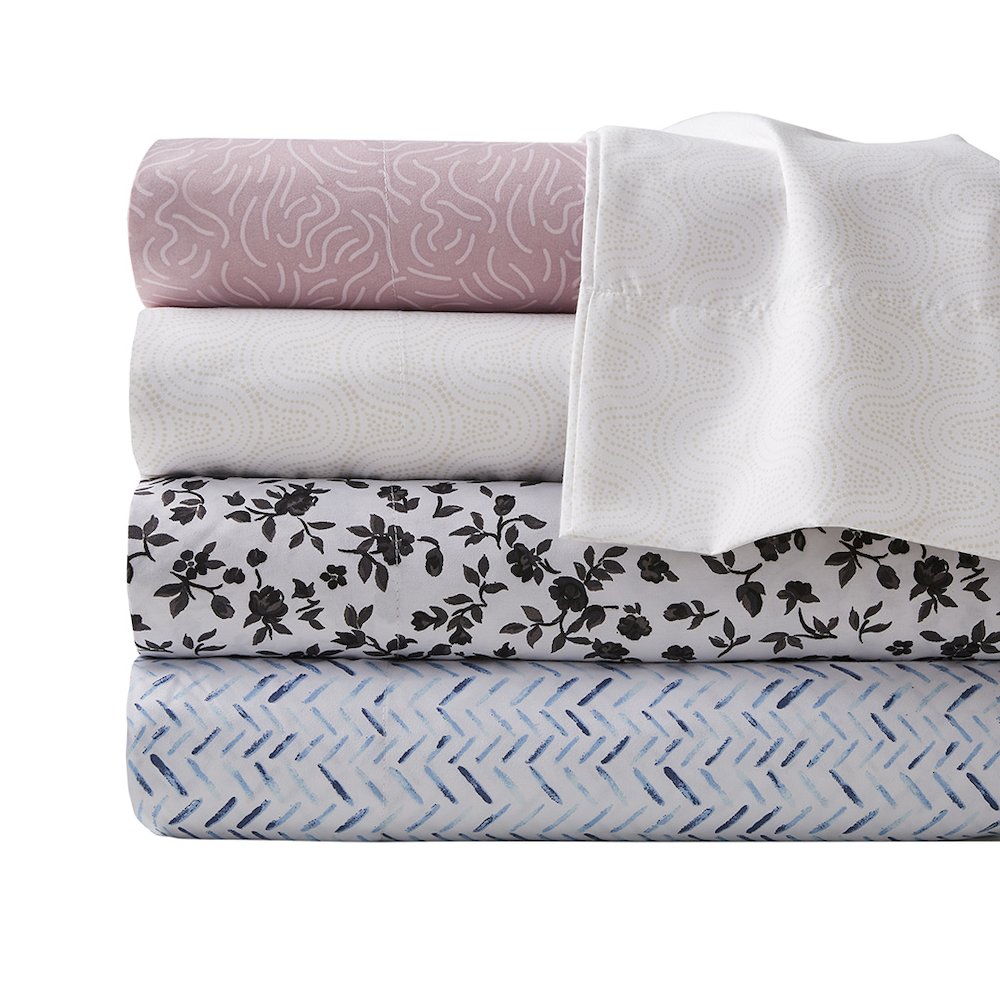 Printed Microfiber Sheet Set in Blush Waves Color