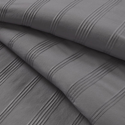 Logan Woven Striped Comforter Set, Charcoal color