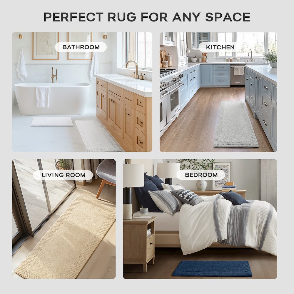 100% Cotton Tufted 3000 GSM Reversible Bath Rug