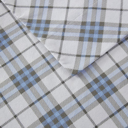 Cozy Flannel Printed Sheet Set, Blue Plaid color