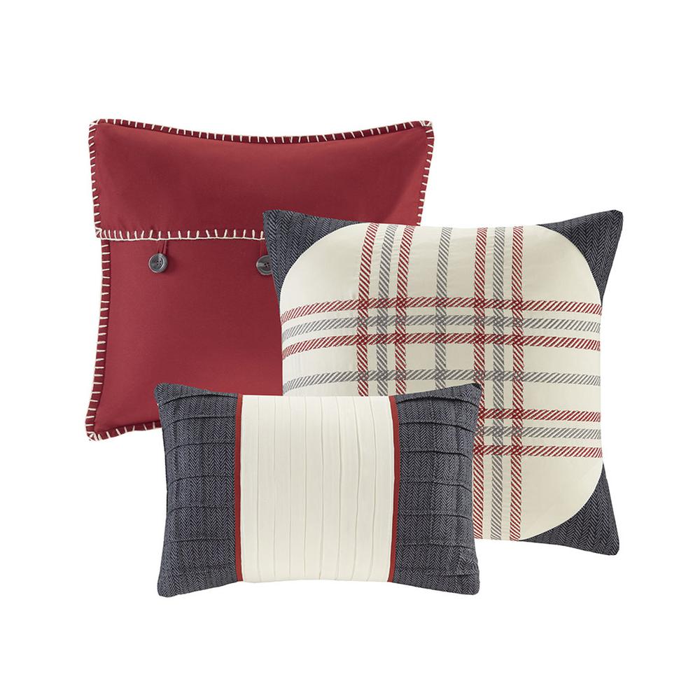 6 Piece Printed Herringbone Quilt Set with Throw Pillows