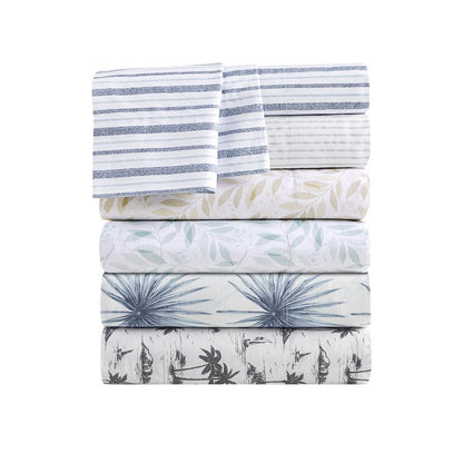 200 Thread Count Printed Cotton Sheet Set in Blue Palmetto Color
