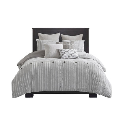 Oversized Cotton Clipped Jacquard Comforter Set with Euro Shams