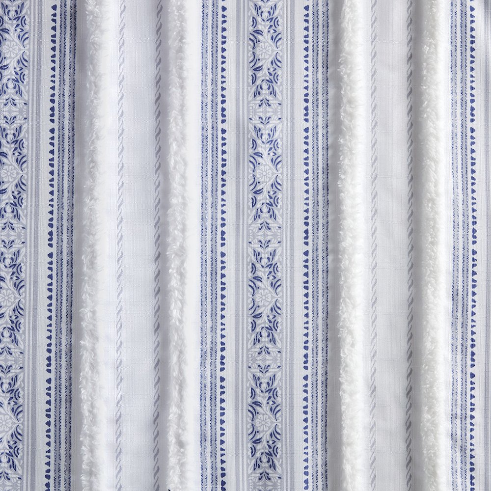 Poly Printed Curtain Panel with Tufted Stripe and Lining