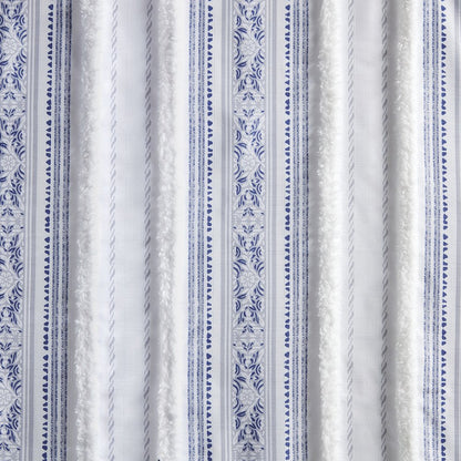 Poly Printed Curtain Panel with Tufted Stripe and Lining