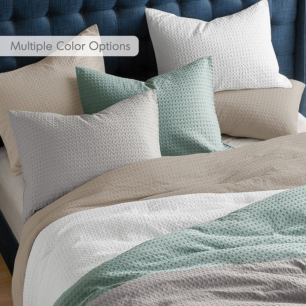 Mina Waffle Weave Textured Duvet Cover Set, White color