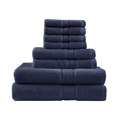 100% Cotton Bath 8 Piece Set in Dark Navy