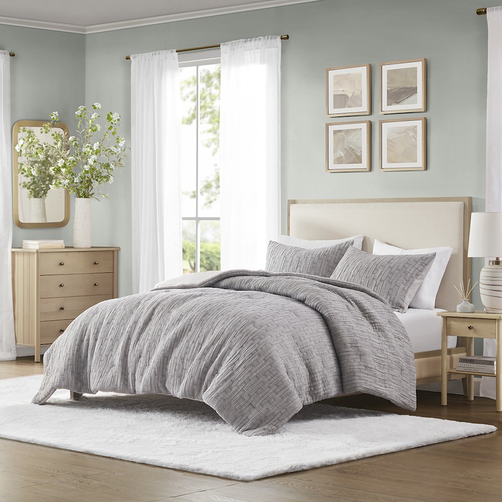 Arlo Oversized Comforter Set in Charcoal Color