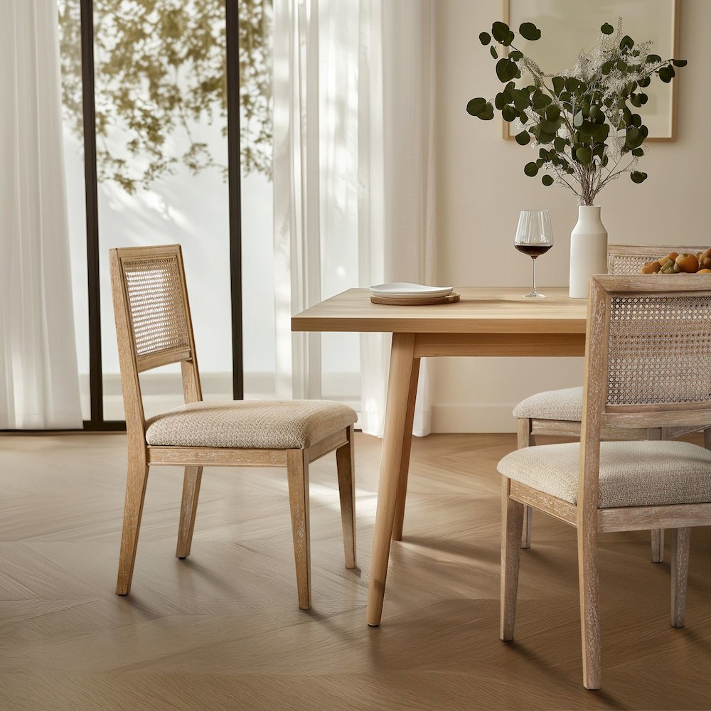 Kelly Rattan & Wood Dining Chair Set of 2