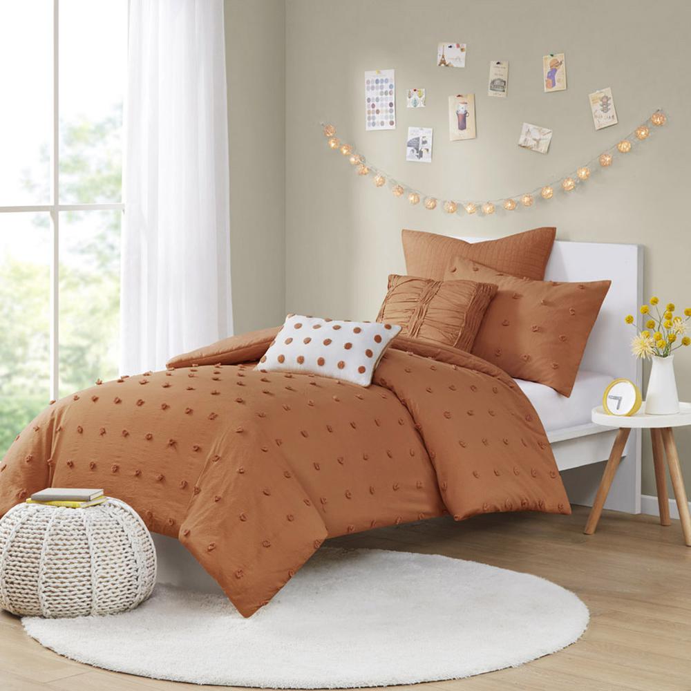 Cotton Jacquard Comforter Set with Euro Shams and Throw Pillows