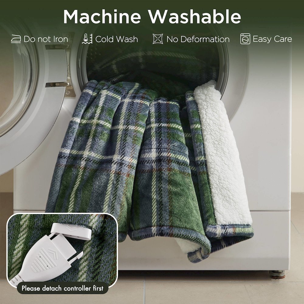 Print Plush to Sherpa Heated Throw