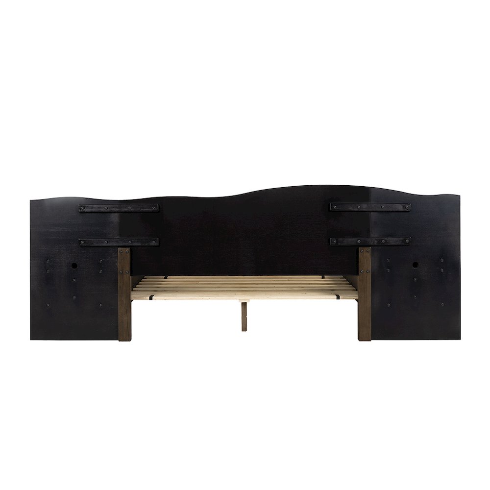 Platform Bed frame with Live-Edge Headboard and Built-in Nightstands/Drawers
