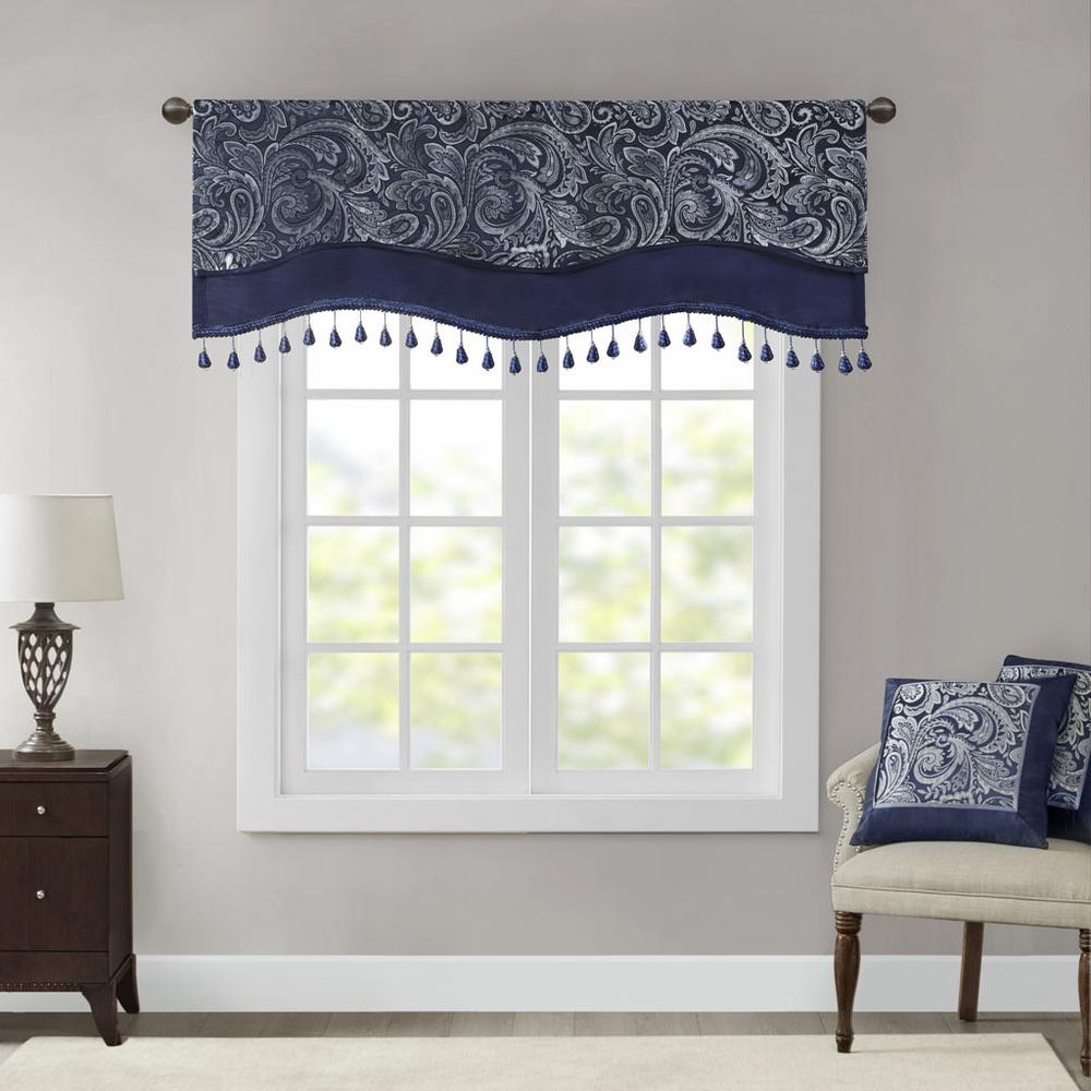 Jacquard Window Rod Pocket Valance With Beads