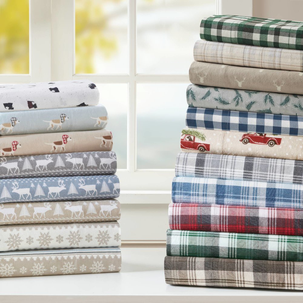 Flannel 100% Cotton Flannel Printed Sheet Set, Finton color