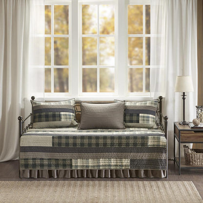 Winter Plains 5 Piece Day Bed Cover Set, Tan color