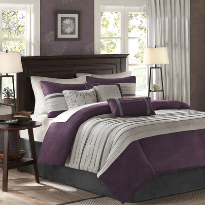 Palmer 7 Piece Pieced Faux Suede Comforter Set