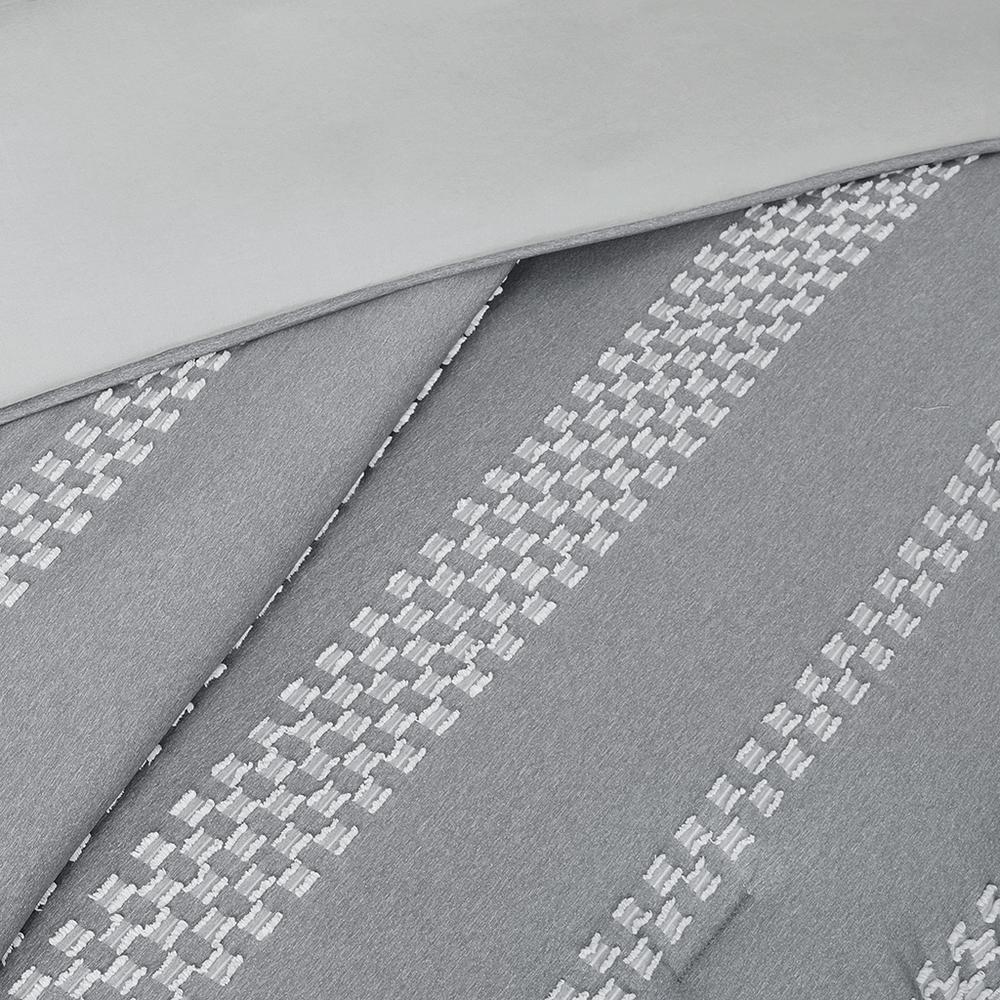 5 Piece Clipped Jacquard Comforter Set with Throw Pillows