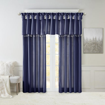 Lightweight Faux Silk Valance With Beads