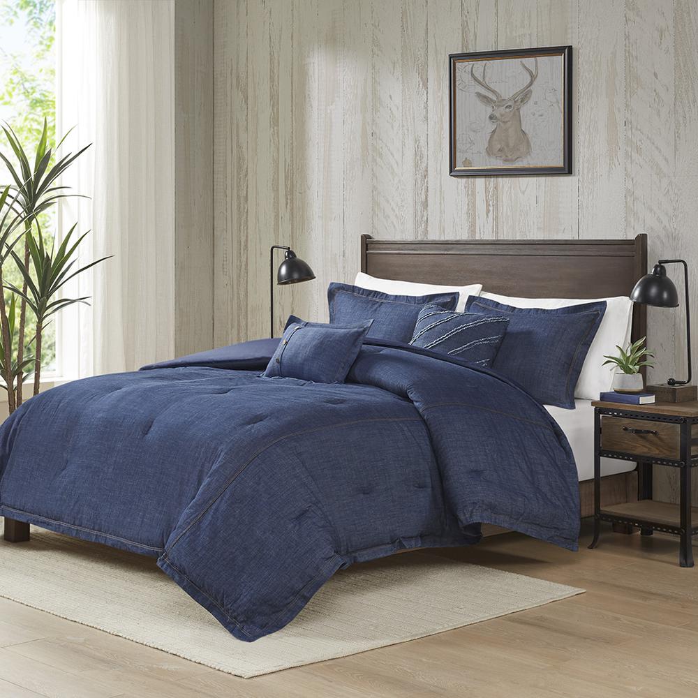 Perry Oversized Denim Comforter Set, Blue color