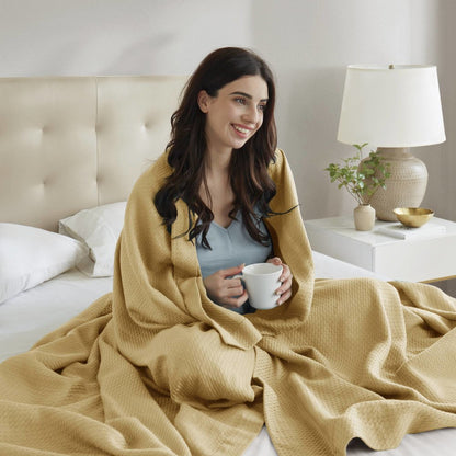Egyptian Cotton Blanket, Mustard color
