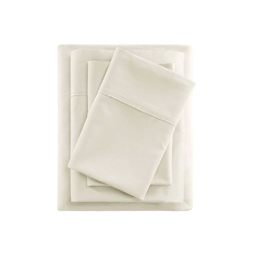 600 Thread Count Cooling Cotton Blend 4 PC Sheet Set, Ivory color
