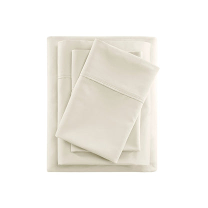 600 Thread Count Cooling Cotton Blend 4 PC Sheet Set, Ivory color