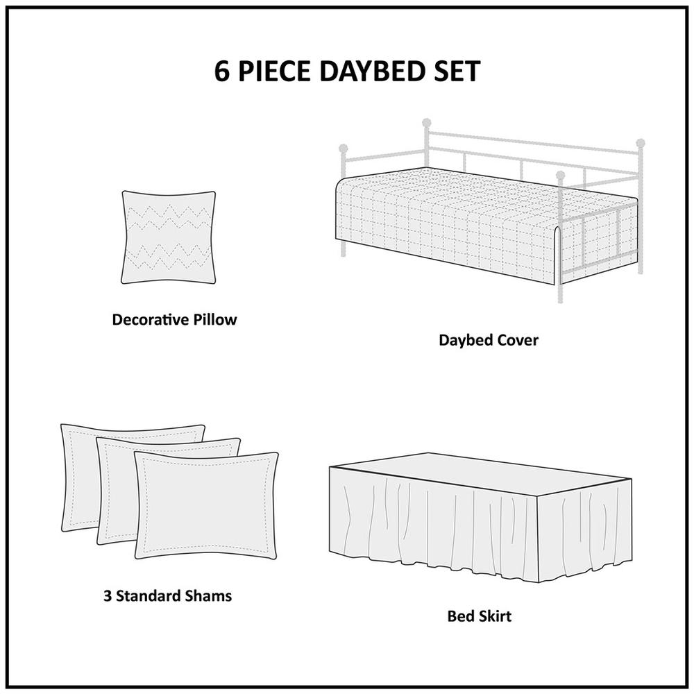 Boone 6 Piece Reversible Daybed Cover Set, Brown color