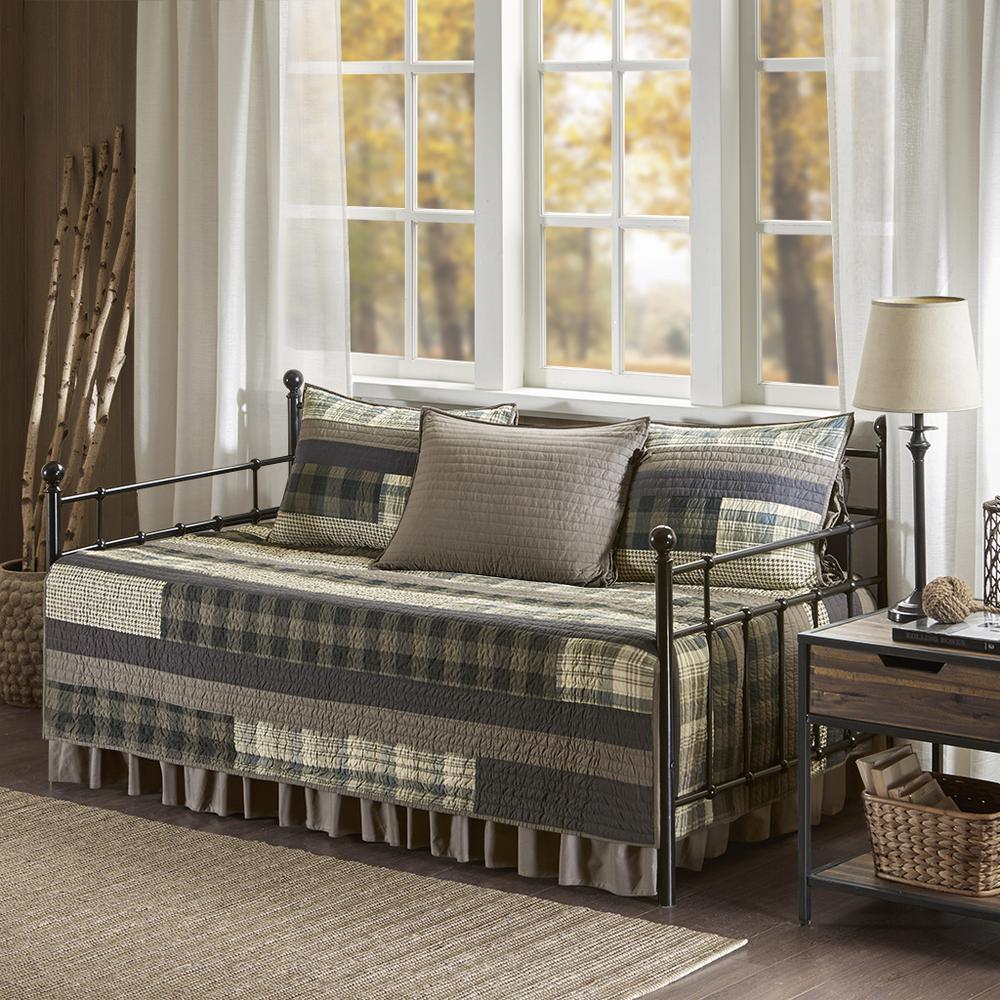 Winter Plains 5 Piece Day Bed Cover Set, Tan color
