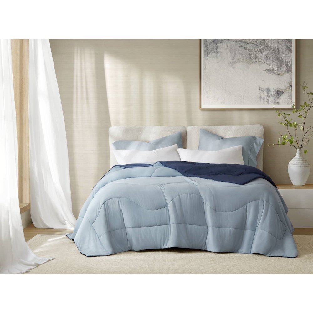Cooling Reversible Tencel Comforter Blanket, Blue color