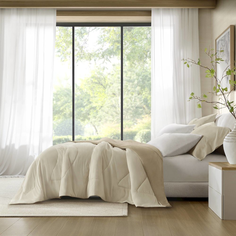 Reversible Tencel Comforter Blanket, Linen color