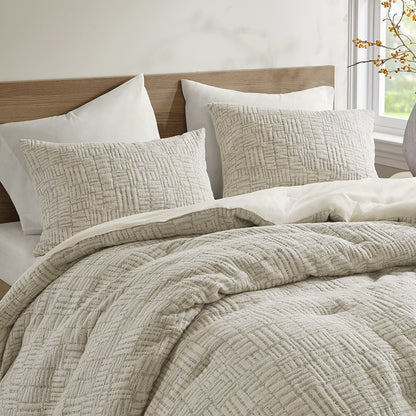 Harper Oversized Cotton Matelasse Comforter Set in Natural Color