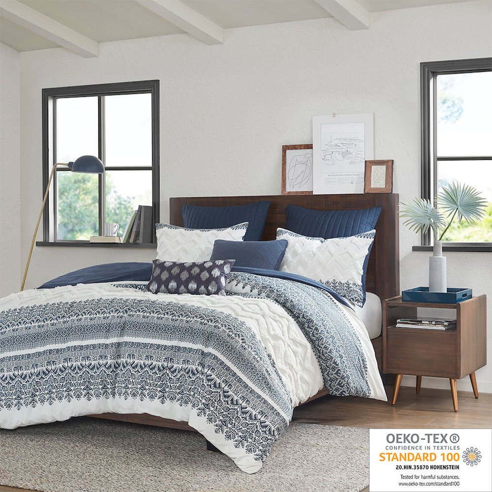 3 Piece Cotton Duvet Cover Set with Chenille Tufting