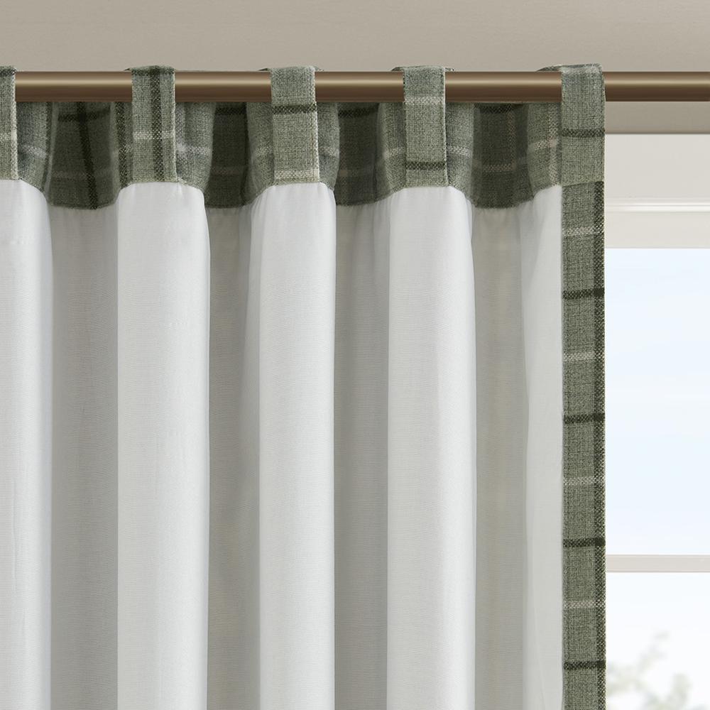 Plaid Rod Pocket and Back Tab Curtain Panel with Fleece Lining