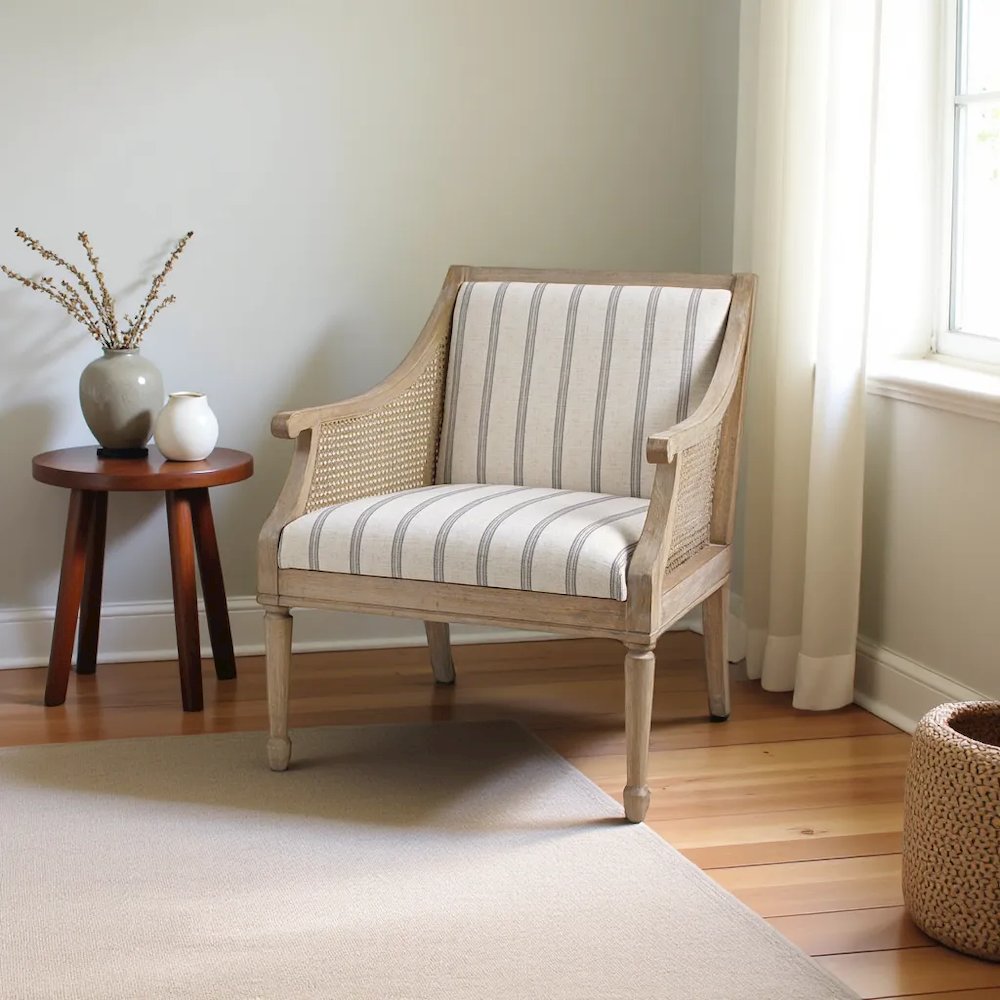 Elegant Beige Wingback Recliner Chair – Classic Push Back Armchair