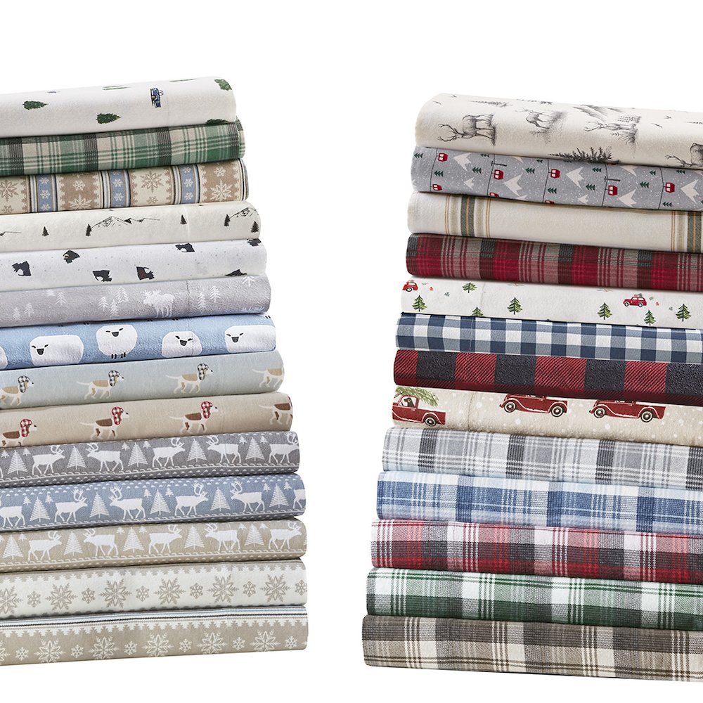 Cotton Flannel Sheet Set in Green Trees & Trucks