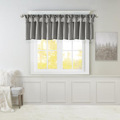 Lightweight Faux Silk Valance With Beads