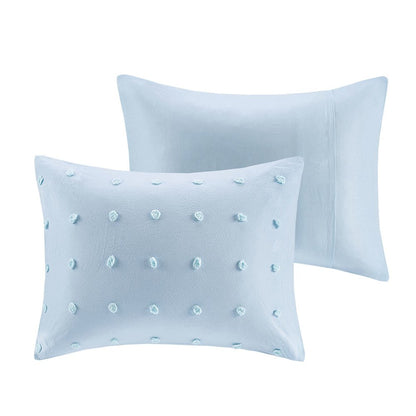 Cotton Jacquard Comforter Set with Euro Shams and Throw Pillows