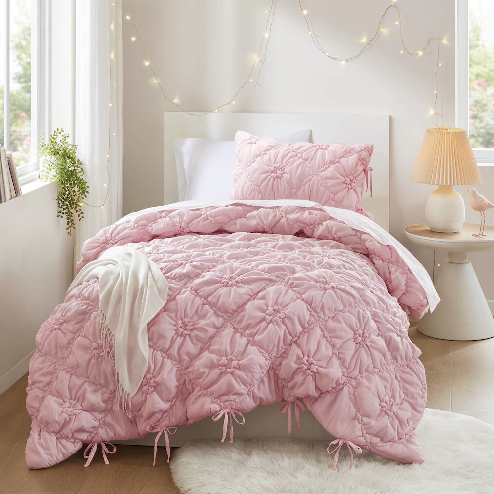 Lily 2PCS Comforter Set, Pink color