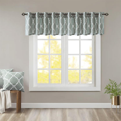 Fretwork Print Grommet Top Window Valance
