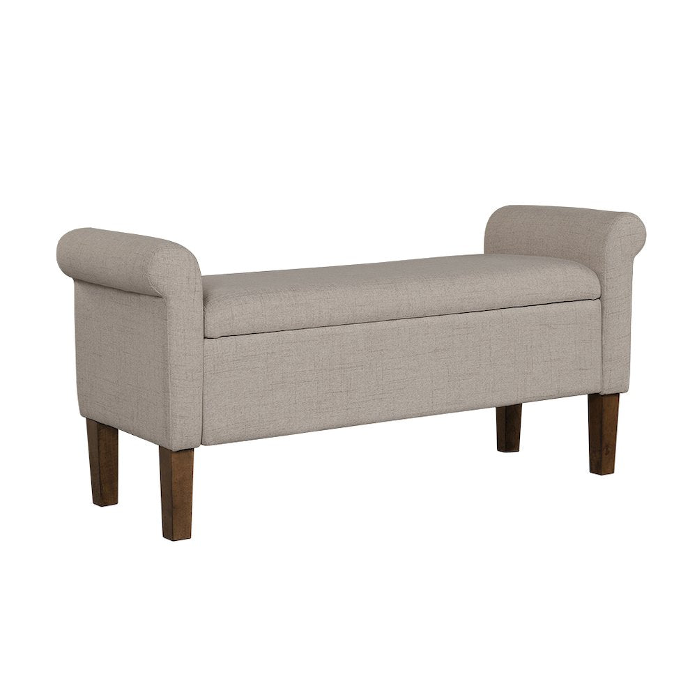 Aubrey Upholstered Storage Bench, Cream color