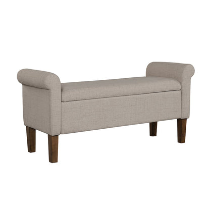 Aubrey Upholstered Storage Bench, Cream color