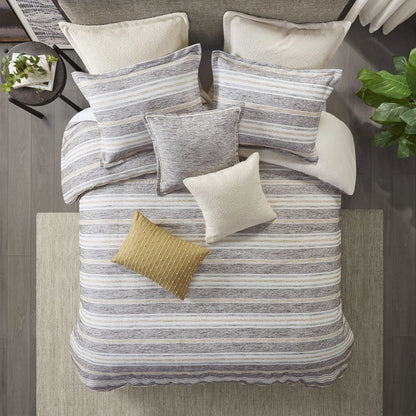 Oversized Chenille Jacquard Striped Comforter Set with Euro Shams